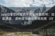 age动漫官网首页不完全体验说明：加载速度、清晰度与缓存策略观察（对比后）
