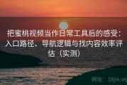 把蜜桃视频当作日常工具后的感受：入口路径、导航逻辑与找内容效率评估（实测）