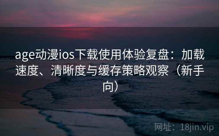 age动漫ios下载使用体验复盘：加载速度、清晰度与缓存策略观察（新手向）