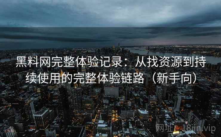 黑料网完整体验记录：从找资源到持续使用的完整体验链路（新手向）